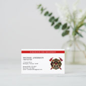 Moderne brandweerman aangepaste brandweer Logo Visitekaartje (Staand voorkant)