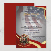 Moderne Brandweerman Officier Pensioen Partij Kaart (Voorkant / Achterkant)