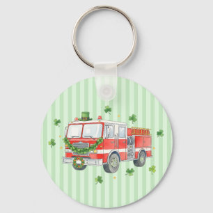 Moderne brandweerman St. Patrick's Day brandweerwa Sleutelhanger