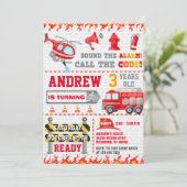 Moderne brandweerpost reddingsvrachtwagen vlammen kaart (Staand voorkant)