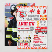 Moderne brandweerpost reddingsvrachtwagen vlammen kaart (Voorkant / Achterkant)