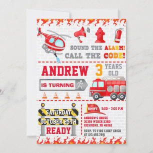 Moderne brandweerpost reddingsvrachtwagen vlammen kaart