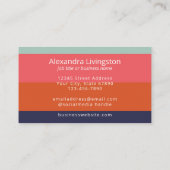 Moderne brede strepen in blauw en koraal Sinaasapp Visitekaartje (Achterkant)