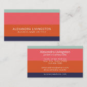Moderne brede strepen in blauw en koraal Sinaasapp Visitekaartje (Voorkant / Achterkant)