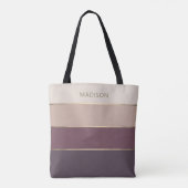 Moderne brede Stripes Gold monogram naam Tote Bag (Achterkant)