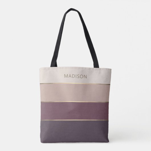 Moderne brede Stripes Gold monogram naam Tote Bag (Achterkant)