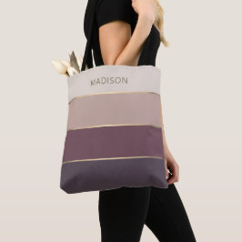 Moderne brede Stripes Gold monogram naam Tote Bag