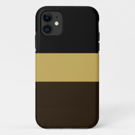 Moderne brede zwarte cacao gouden bruine strepen Case-Mate iPhone case