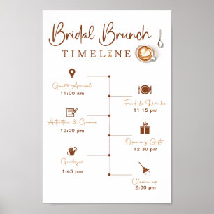 Moderne Bridal Brunch Tijdlijn Sign Poster