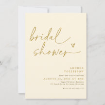 Moderne Bridal Shower Invitation Gold en Cream