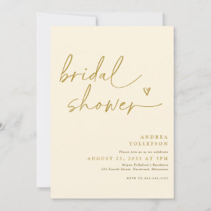 Moderne Bridal Shower Invitation Gold en Cream Kaart