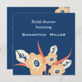 Moderne Bridal Shower-uitnodigingen:Navy Blue Kaart (Voorkant / Achterkant)