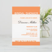 Moderne Bridal Shower-uitnodigingen: Oranje stripe Kaart (Staand voorkant)
