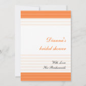 Moderne Bridal Shower-uitnodigingen: Oranje stripe Kaart (Achterkant)