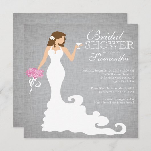 Moderne Bride Wine Bridal Shower Invitations Kaart (Voorkant / Achterkant)