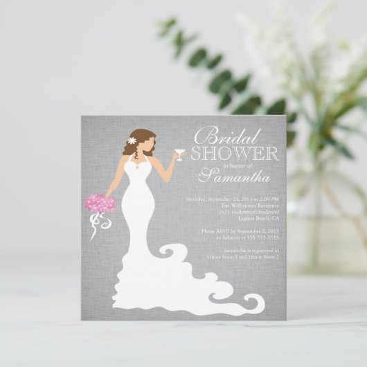 Moderne Bride Wine Bridal Shower Invitations Kaart (Staand voorkant)
