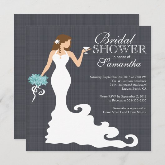 Moderne Bride Wine Bridal Shower Invitations Kaart (Voorkant / Achterkant)