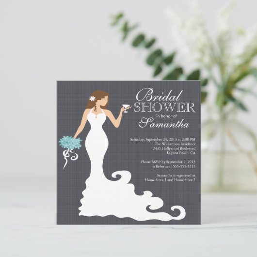Moderne Bride Wine Bridal Shower Invitations Kaart (Staand voorkant)