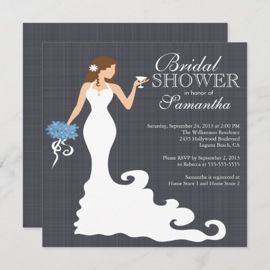Moderne Bride Wine Bridal Shower Invitations Kaart (Voorkant / Achterkant)