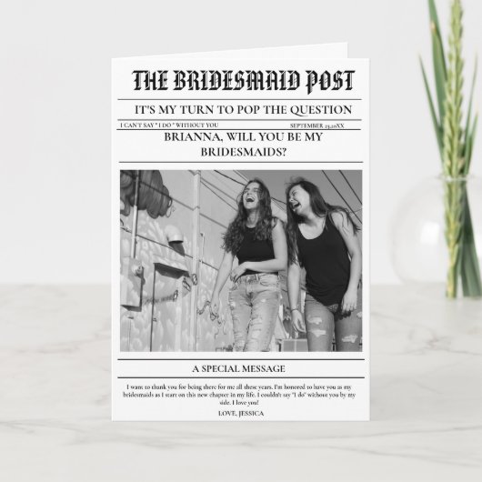 Moderne Bridemaids voorstel krant Flower Wrap (Voorkant)