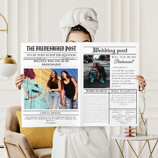 Moderne Bridemaids voorstel krant Flower Wrap