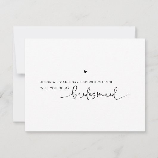 Moderne Bridesmaid Ask Black White-Kaart (Voorkant)
