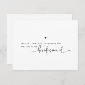 Moderne Bridesmaid Ask Black White-Kaart (Voorkant / Achterkant)