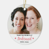 Moderne Bridesmaid foto gepersonaliseerd Keramisch Ornament (Links)