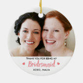 Moderne Bridesmaid foto gepersonaliseerd Keramisch Ornament (Achterkant)