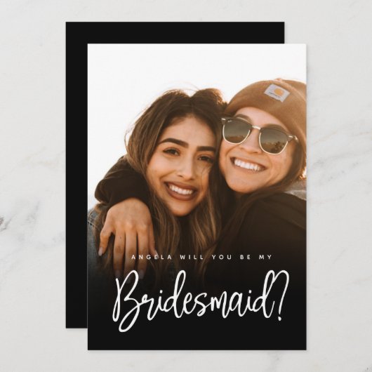 Moderne bridesmaid-ontwerpscript voor voorstel, pl (Voorkant / Achterkant)