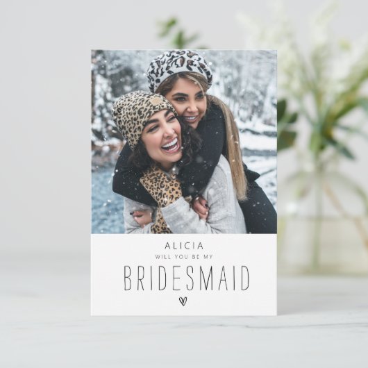 moderne bridesmaid propodsal fotokaart kaart (Staand voorkant)