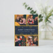 Moderne briefing & goudsneeuwvlokken Zure kerst Feestdagenkaart (Staand voorkant)