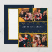 Moderne briefing & goudsneeuwvlokken Zure kerst Feestdagenkaart (Voorkant / Achterkant)