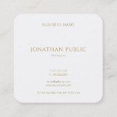 Moderne briefing minimalistische Sjabloon Gold Mon Vierkante Visitekaartje (Achterkant)