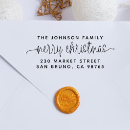 Moderne briefing voor vrolijk kerstfeest en famili zelfinktende stempel