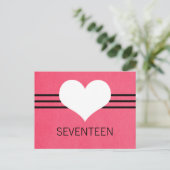 Moderne Briefkaart harttabel, roze (Staand voorkant)