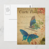 Moderne  Briefkaart van de Franse vlinder (Voorkant / Achterkant)