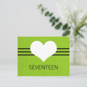 Moderne Briefkaart voor hartafeldnummers, groen (Staand voorkant)