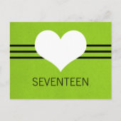 Moderne Briefkaart voor hartafeldnummers, groen (Voorkant)