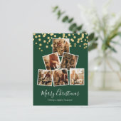 Moderne Briefkaart voor Kerstmis met foto's Groen (Staand voorkant)