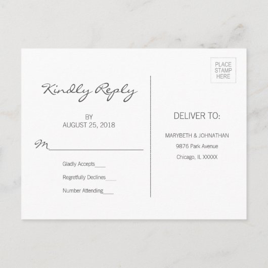 Moderne Briefkaart voor marmer en gouden bruiloft  (Achterkant)