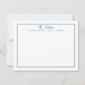 Moderne briefpapier met een blauwe rand en familie notitiekaartje (Voorkant)