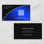 Moderne, Bright Blauw QR Elegant Professional Visitekaartje (Voorkant / Achterkant)