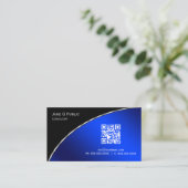 Moderne, Bright Blauw QR Elegant Professional Visitekaartje (Staand voorkant)