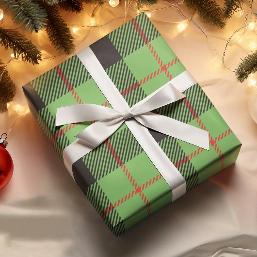 Moderne Bright Red & Green Holiday Plaid Gift Cadeaupapier