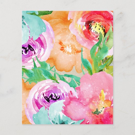 Moderne brochure Waterverf van floral met heldere (Achterkant)