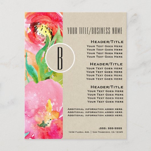 Moderne brochure Waterverf van floral met heldere  (Voorkant)