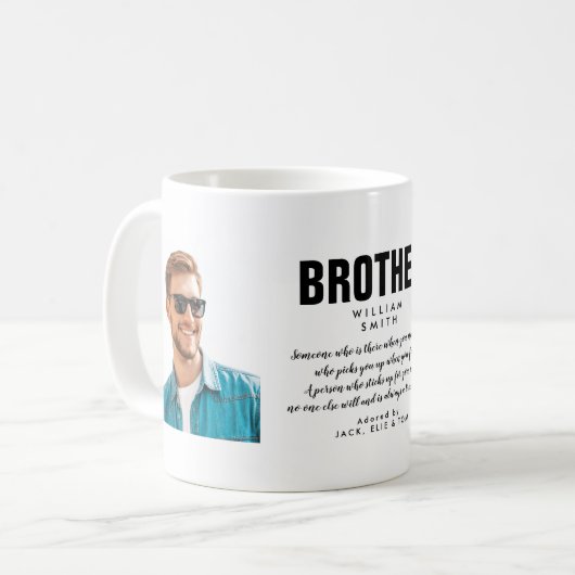 Moderne broeder quote foto koffiemok (Voorkant links)