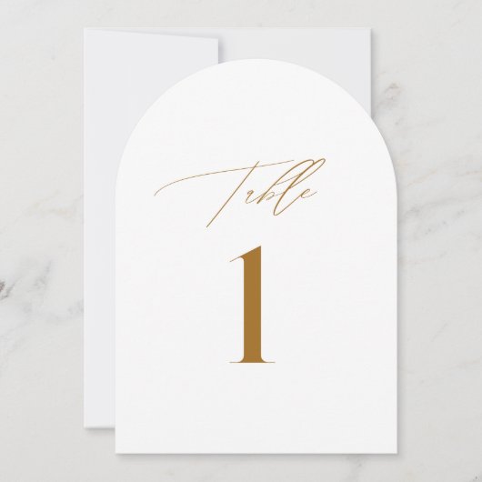 Moderne Brons Elegante Trouwtafel Nummer Kaart (Voorkant)