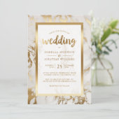 Moderne Brons & Marmeren bruiloft Kaart (Staand voorkant)